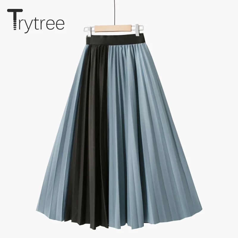 Женская плиссированная юбка Trytree повседневная офисная трапециевидной формы до