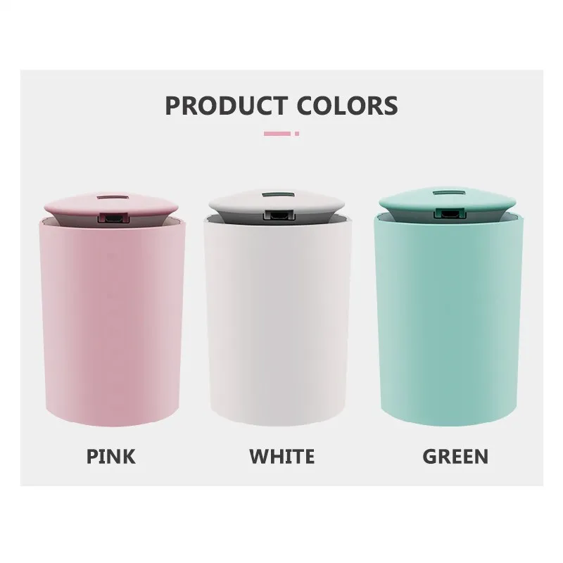 

260ml Air Humidifier Car USB rechargeable atomizer ultrasonic spray large fog volume Fogger Mist Maker with Colorful Night Lamp