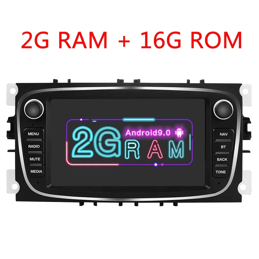 2G 16G 2Din Android 9,0 автомобильный Радио мультимедийный плеер для Ford Focus S-Max Mondeo 9 Galaxy C-Max II Kuga gps навигация 2G ram - Цвет: 2G 16G