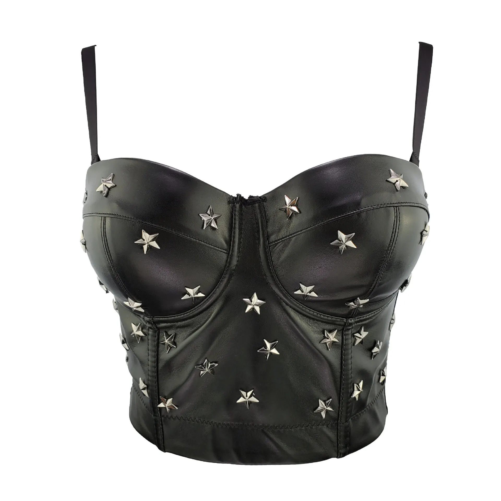 

2021PU leather with star suspender training bras undershirts sports bras bustiers&corsets/camisoles&tanks crop tops PU tank tops