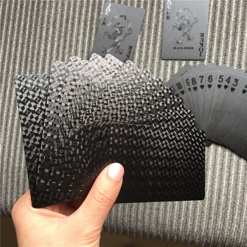 Пластиковые ПВХ покер водонепроницаемые черные игральные карты игры игрушки для