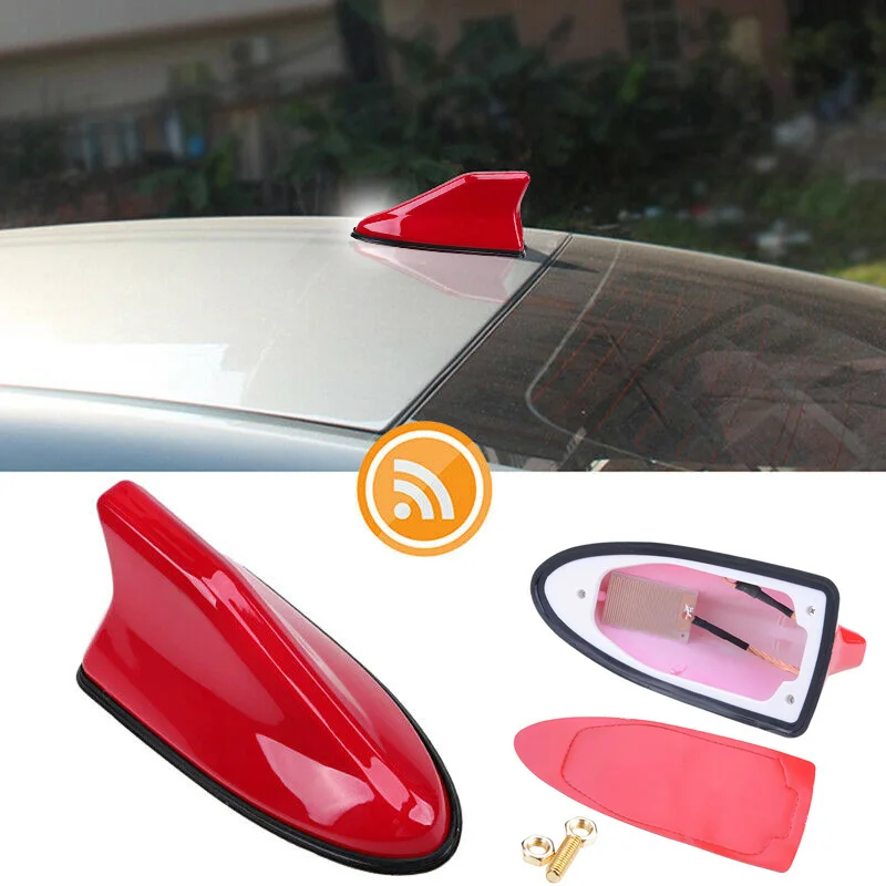 1pc 158*75*68mm Red Shark Fin Antenna Auto Car Universal Roof Radio FM/AM Decorate Aerial | Автомобили и мотоциклы