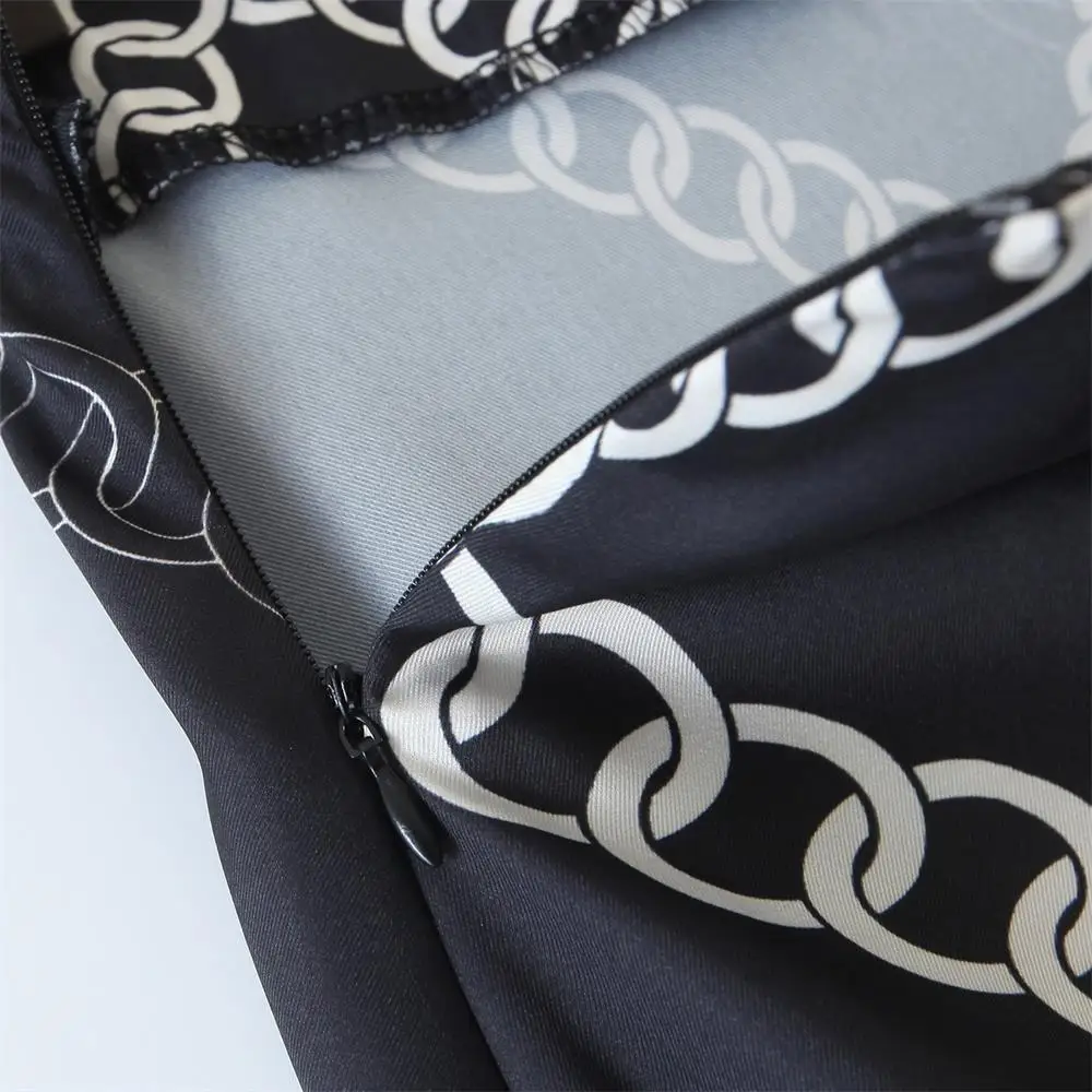 

2020 summer new European and American style women's fashion all-match thin chain print skirt