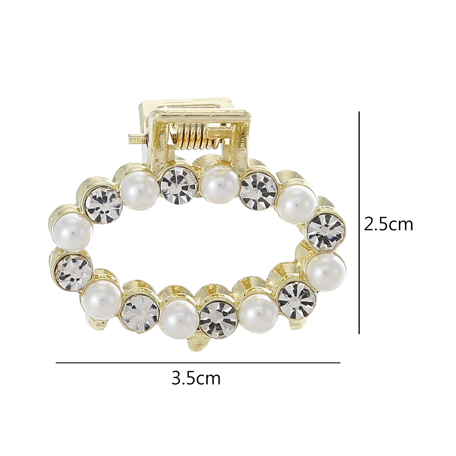 Fashion Girl Hair Claw Geometric Imitation Pearl Hairpin Crab Retro Oval Shape Clips Rhinestone Accessories For Women | Украшения и