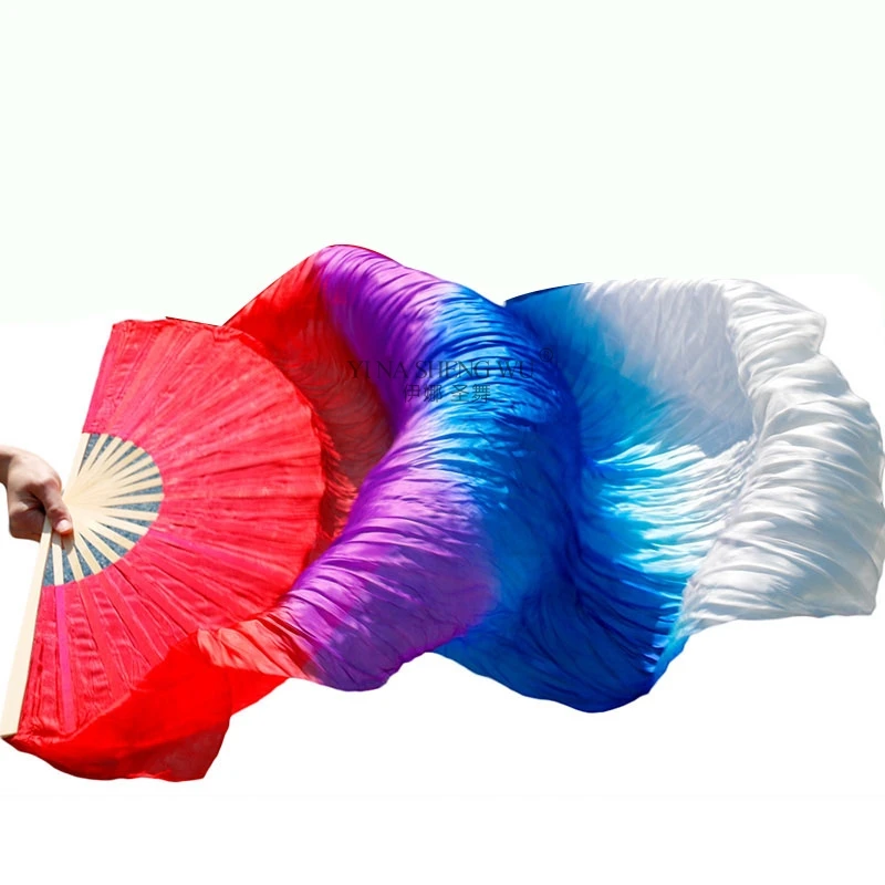 Имитация шелка танец живота вентиляторы для левой руки 1 шт. ручная работа