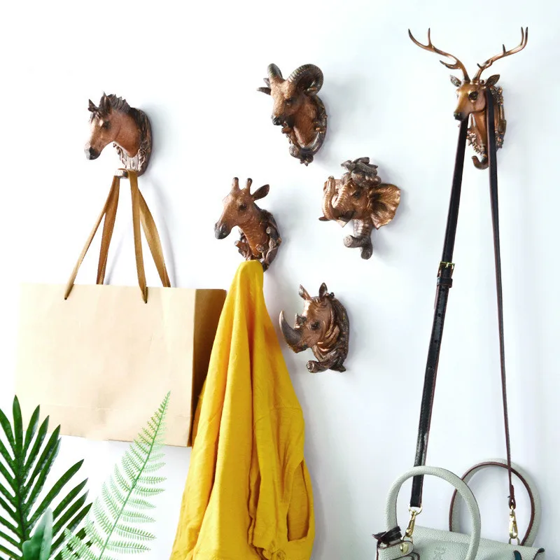 

Creative Head Hanging Hook Clothes Hat Scarf Key Animal Horns Hanger Rack Decoration Housekeeper On Wall