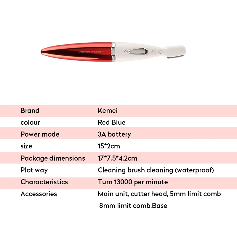 Kemei мини электрический эпилятор для волос триммер Бритва женщин бровей тела лица