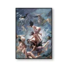 Винтажная Настенная картина с изображением ведьм, собирающихся в Sabbath, художественный постер картина, оккультная, жуткая, жуткая, ретро, Античная картина