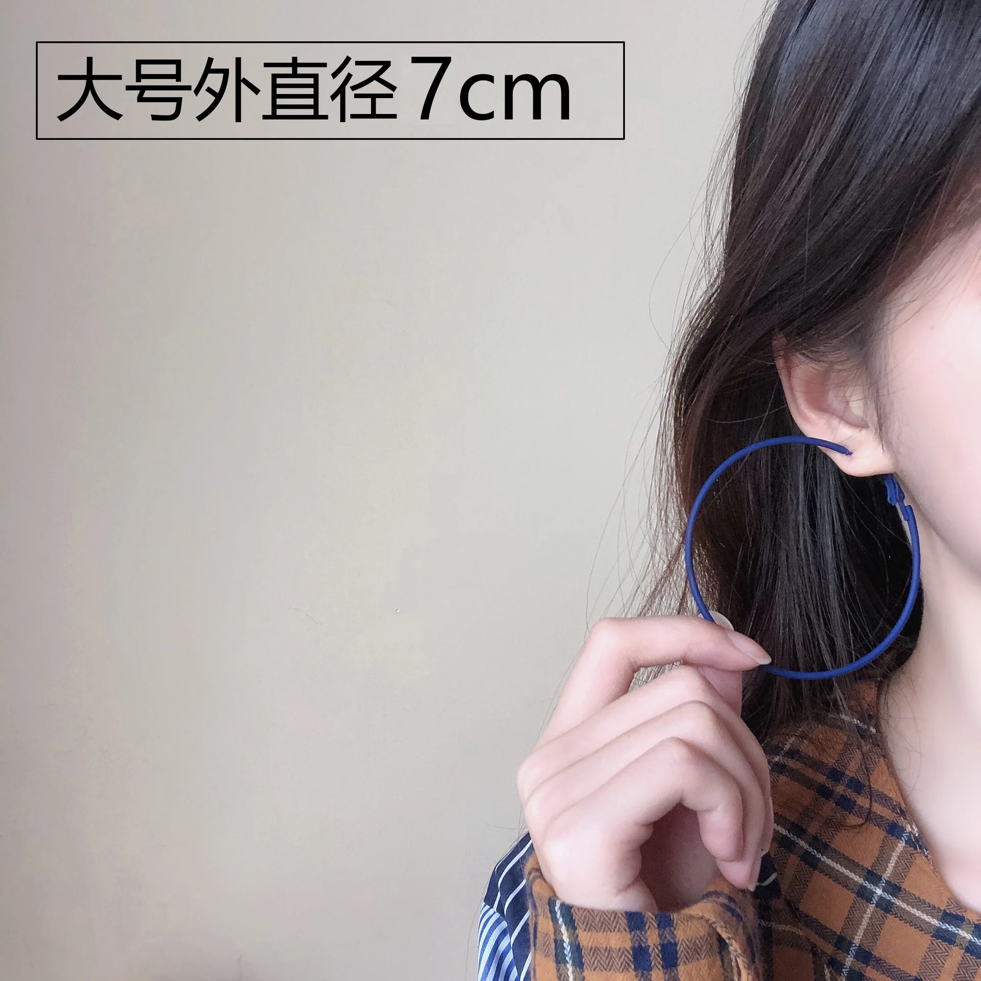 

2020 New Korean Vintage Earrings For Women Big Small Geometric Round Blue Hoop Earrings Fashion Jewelry