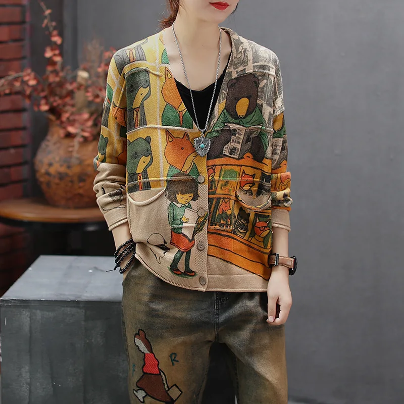 Осенний свитер куртки женские свободные трикотажные повседневные топы пальто 2019