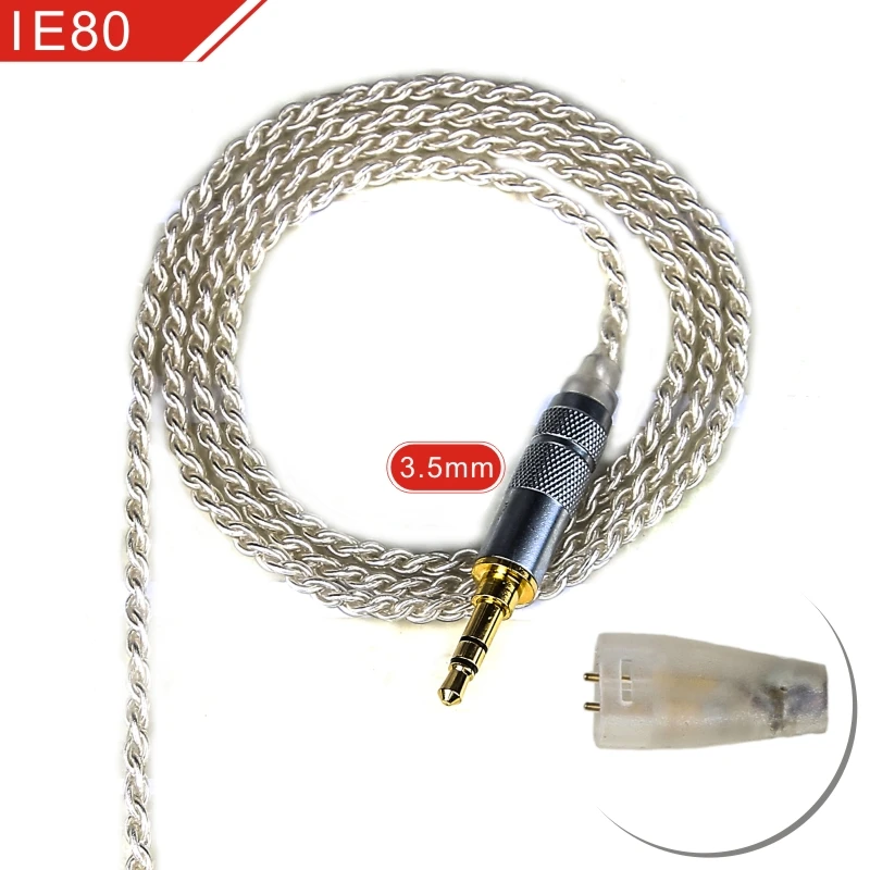 3.5mm IE80 Silver FDBRO 3,5 мм наушники Кабо MMCX кабель DIY один Кристалл Медь посеребренный кабель для SE215 SE315 SE425 SE535 SE846 UE900 - Цвет: 3.5mm IE80 Silver