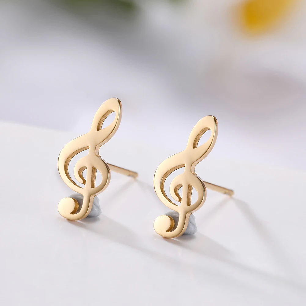 

Fishhook Music Earring Score Note Treble Musical Symbol G Clef Boho Bohemia Small Gold Color Stainless Steel stud Earrings Women