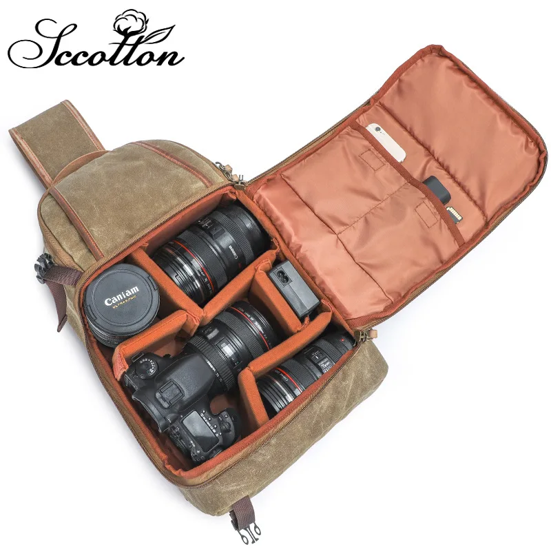 

Canvas Camera Bag Shoulder Photo Bag Shoulder Digital Case DSLR Waterproof Rain Cover Men Women Camera Bag for Canon/Nikon/Sony