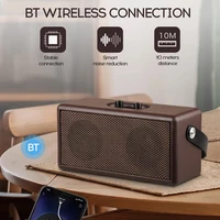 portable retro wooden bluetooth speaker d30 heavy bass high volume leather handle audio support tf card u disk aux for music