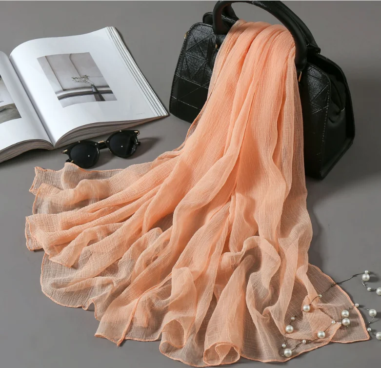 Шифоновый летний однотонный красный шарф 100*185 см шали и палантины большого