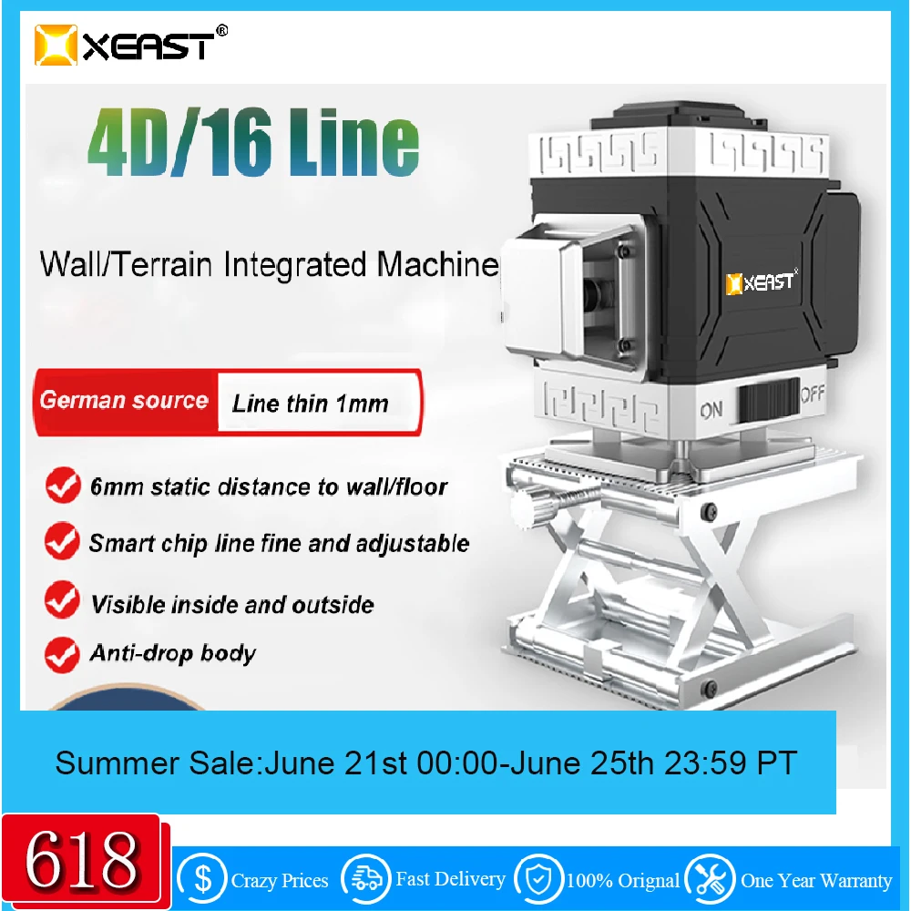 

Лазерный уровень XEAST, 3D/4D 12-линейсветильник, с зеленым светом