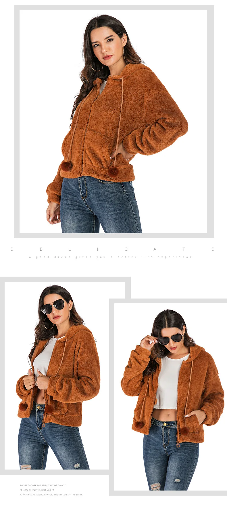 Hoodies Coat Women Lamb Cashmere Short Jackets Women's Long Sleeves Zipper Warm Tops Female Casual Autumn Winter New Clothing | Женская