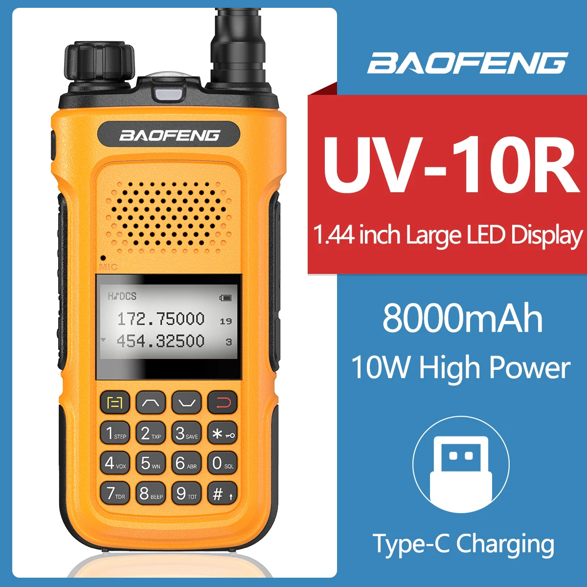 

Baofeng Dual Band UHF VHF UV-10R 136-174&400-520MHz 10w Max Power Walkie Talkie 10km Long Talking Range UV-5R Ham CE FCC Radio