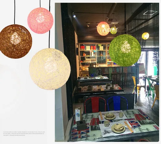 Современный красочный мА ротанговый Плетеный шарик подвесной светильник для