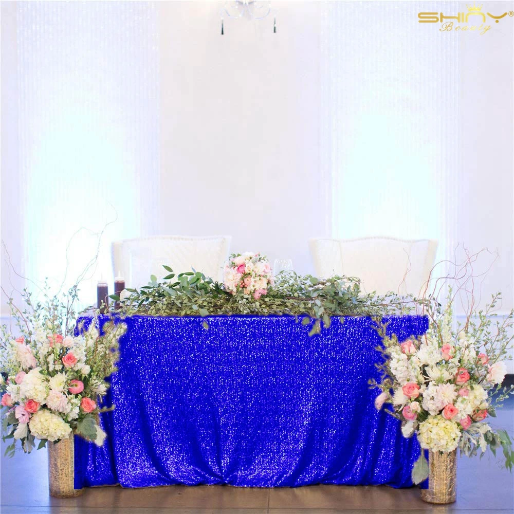 Блестящая скатерть ShinyBeauty-Королевская Blue-6ftx6ft квадратная блестящая свадебная с