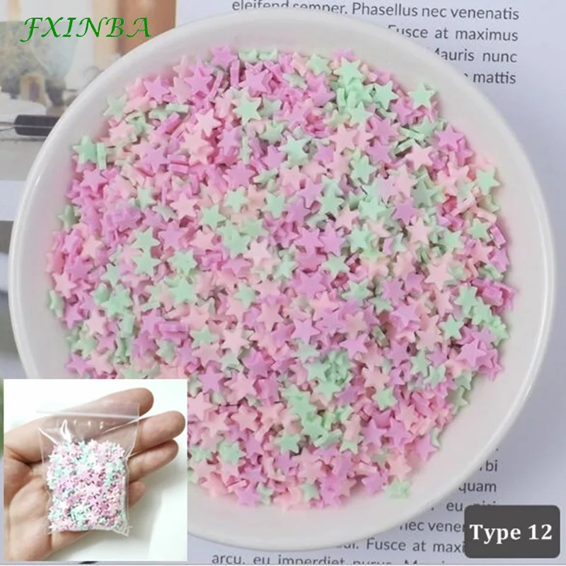 Type 12 FXINBA 10 г Fimo амулеты дополнение разбрызгивает слизь наполнитель пушистая клейкая масса Игрушки слизь Поставки аксессуары глина DIY ломтики торта десерт - Цвет: Type 12