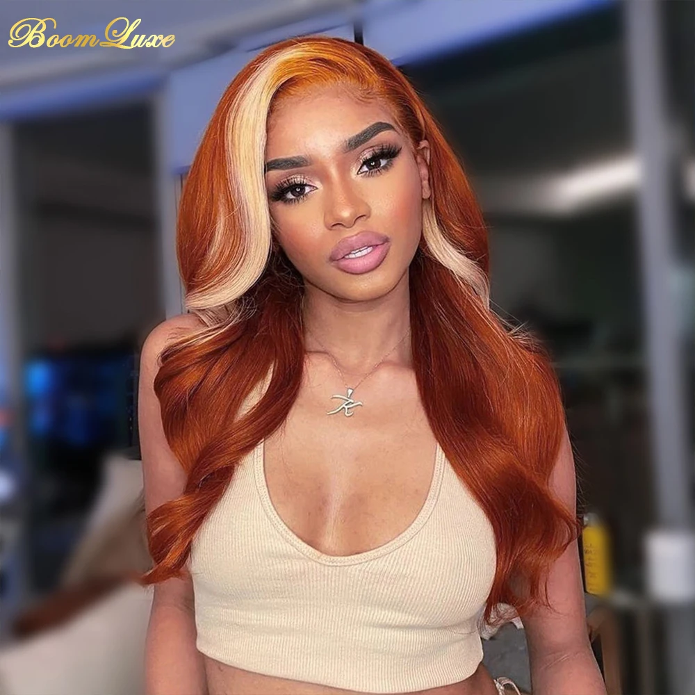 

Blond Brown Deep Body Wave Transparent Front Lace 13x4 Glueless Ombre Wig for Black Women 150% Density Brazilian Remy Hair