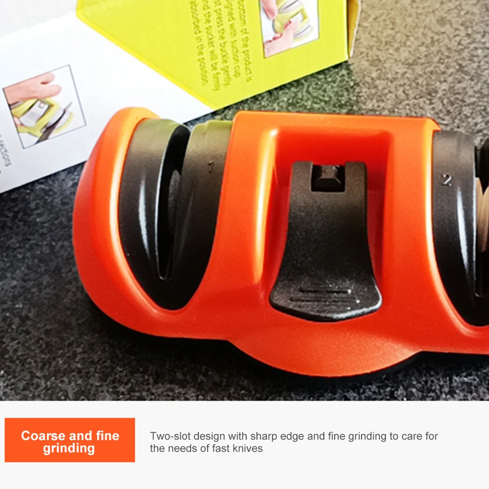 

Ceramic +ABS+ Tungsten Steel Knife Sharpener with Non-Slip Suction Cup 2 Stage Mini Manual Knife Sharpener Polish Blades Quickly
