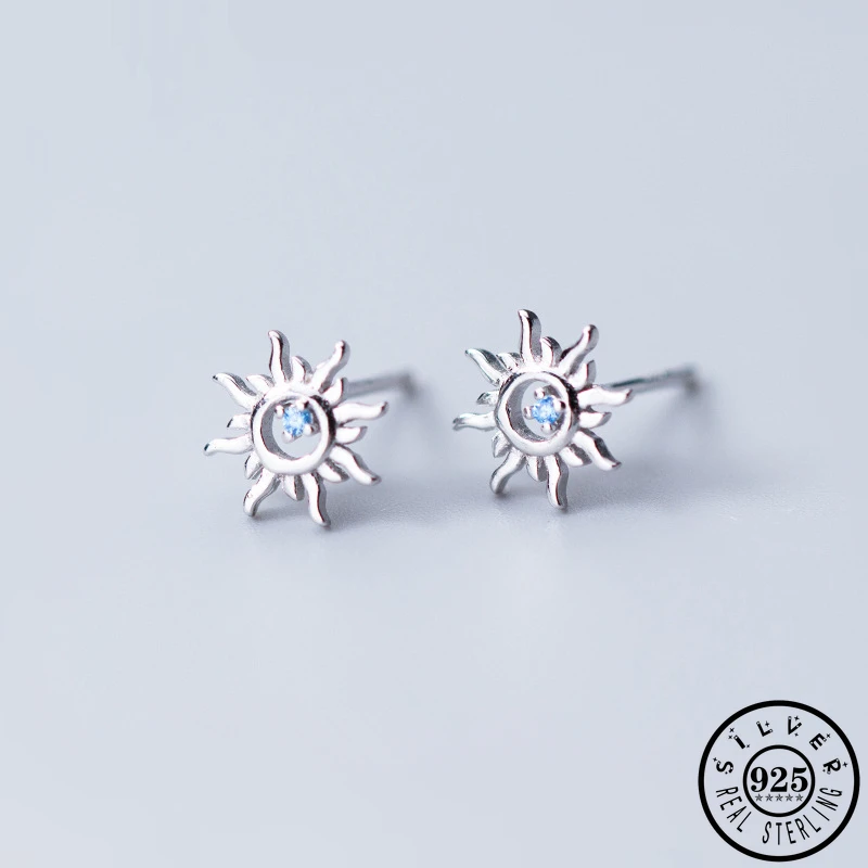925 стерлингового серебра нежный солнца с мелким синим кубический циркон камень