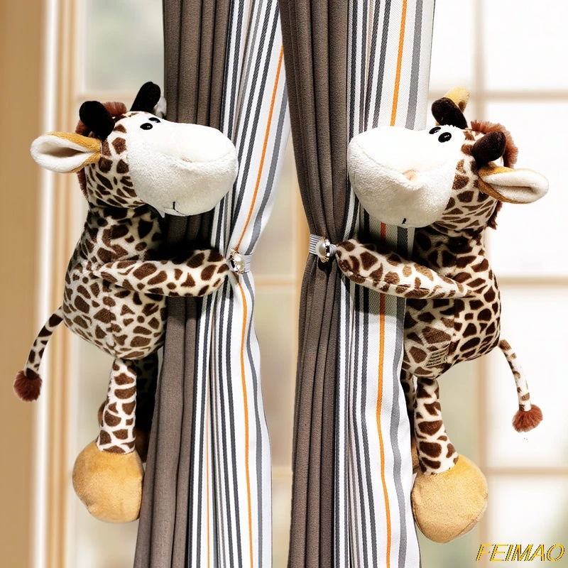 

2 Pcs Jungle Forest Animals Curtain Tieback Holder Hooks Tie Backs Children Room Decoration Accessories Holdback Curtain Straps