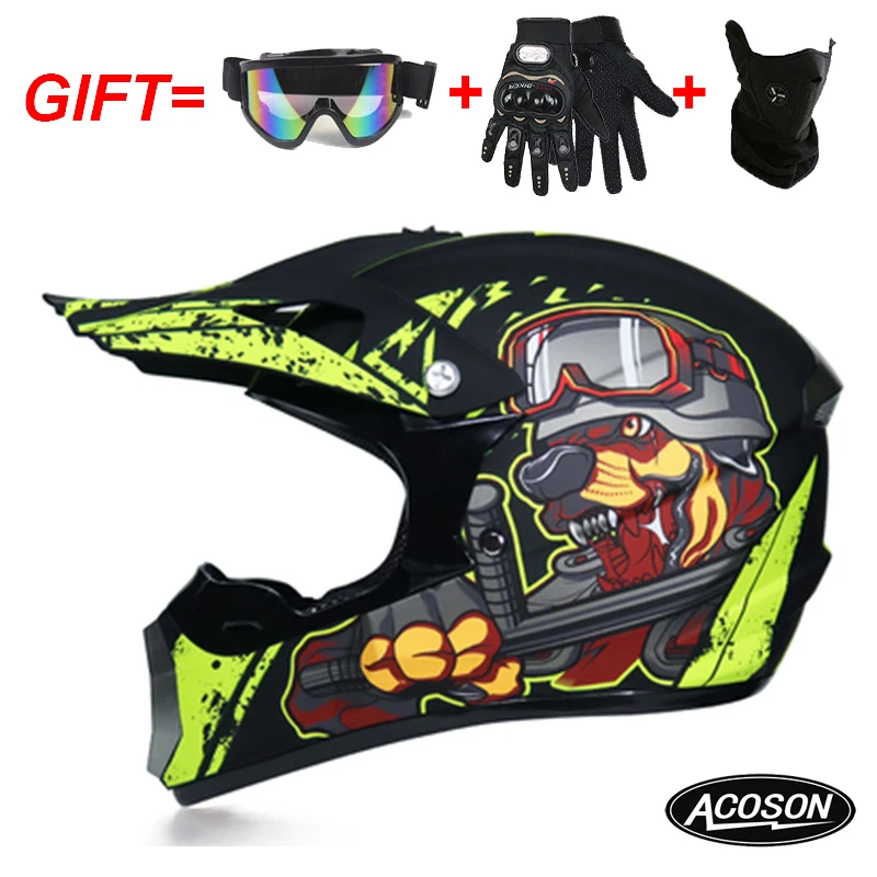 Motorcycle cross motorcycle helmet for motorcycle helmet down MTB DH off road motorcycle cross racing helmet point with goggles - Цвет: 4