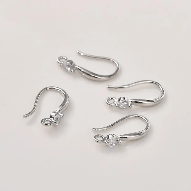 4PCS Ear Nail Hook Earrings Charm with Zircon Supplies 14k Gold Plated Charms for Jewelry Making DIY Brass Accessories - купить по