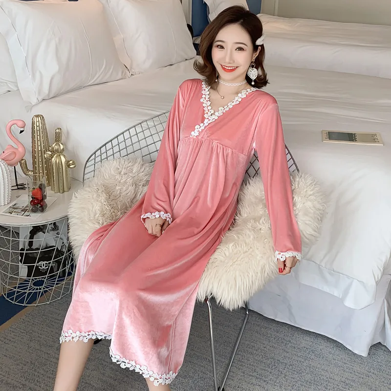 2019 осень-зима толстые пижамы теплые фланелевые ночные рубашки для женщин с