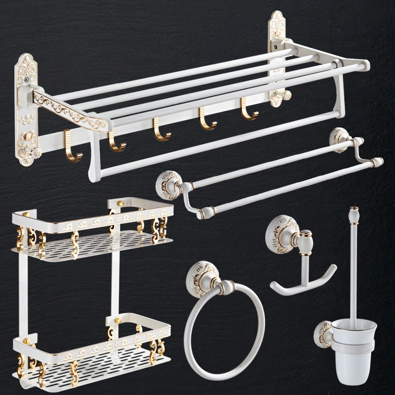 Набор аксессуаров для ванной комнаты алюминиевый резной набор вешалка полотенец