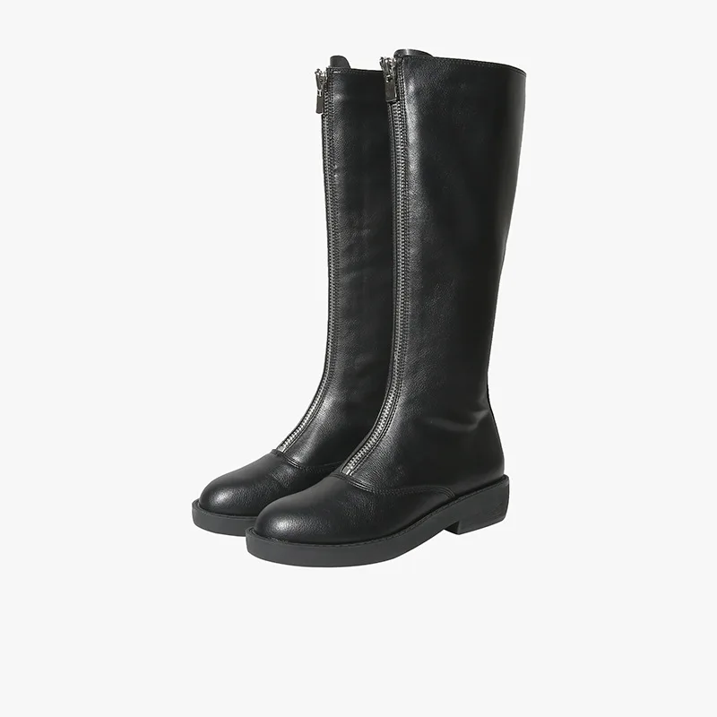 KATELVADI/кожаные сапоги Однотонная женская обувь до колена на высоком квадратном