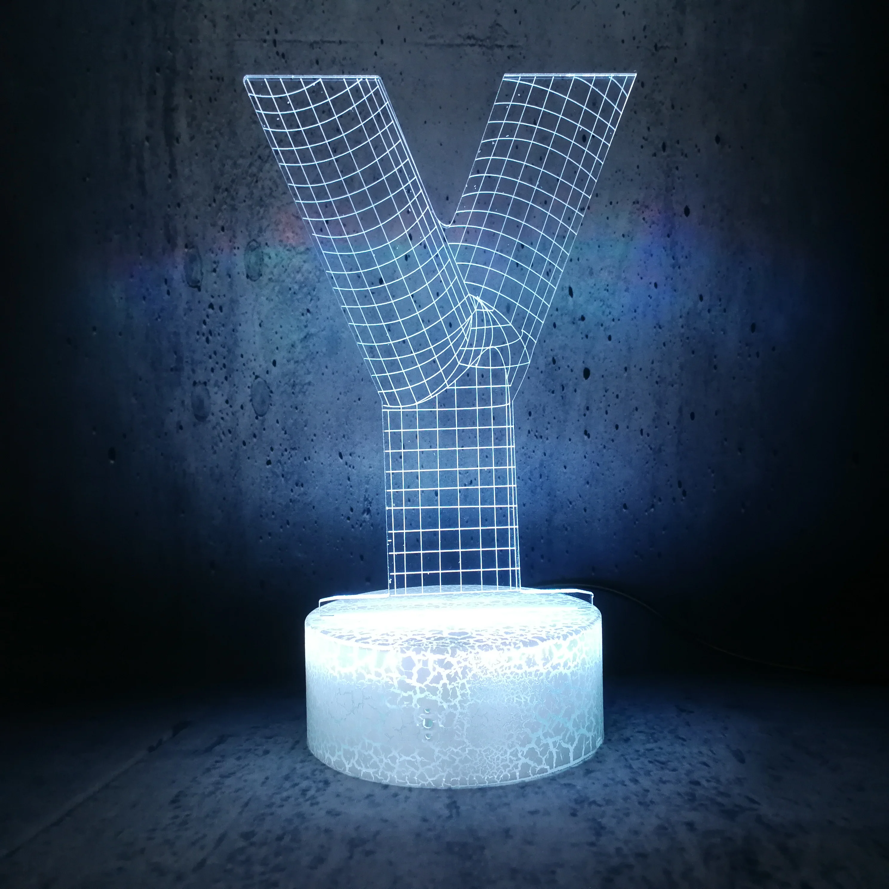 Креативный дизайн современной 3D лампа Буквы Алфавита Y RGB разноцветный фонарик