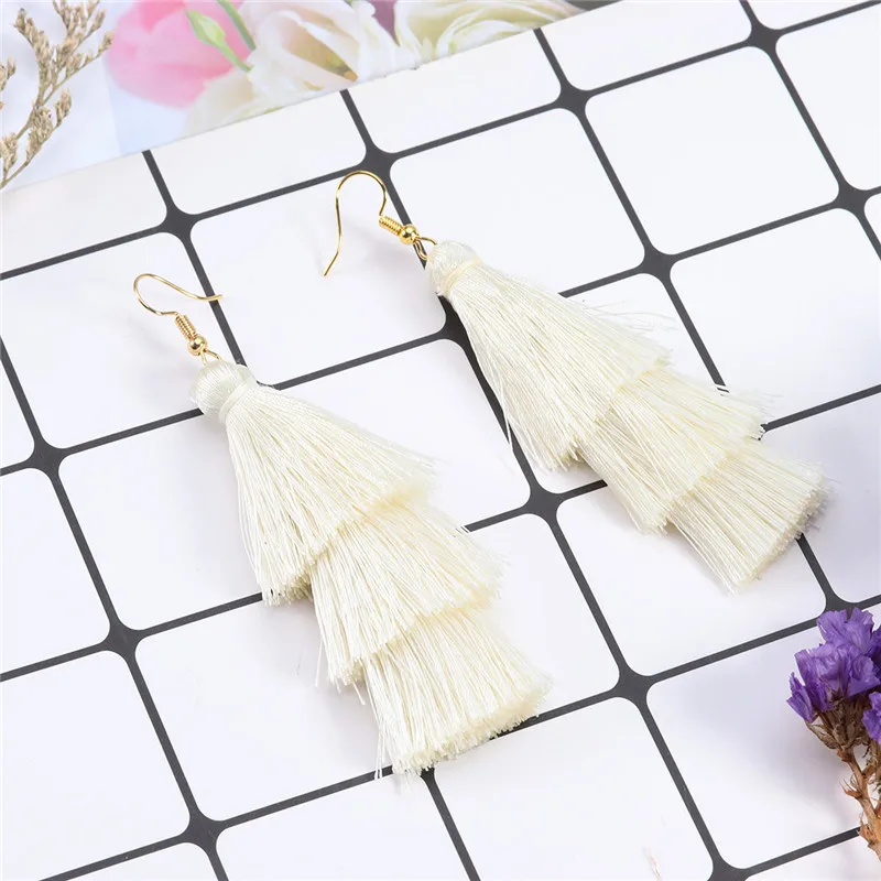 LOULEUR 3 Слоистые богемные Роскошные массивные Серьги-кисточки Boho модные ювелирные изделия женские длинные висячие серьги