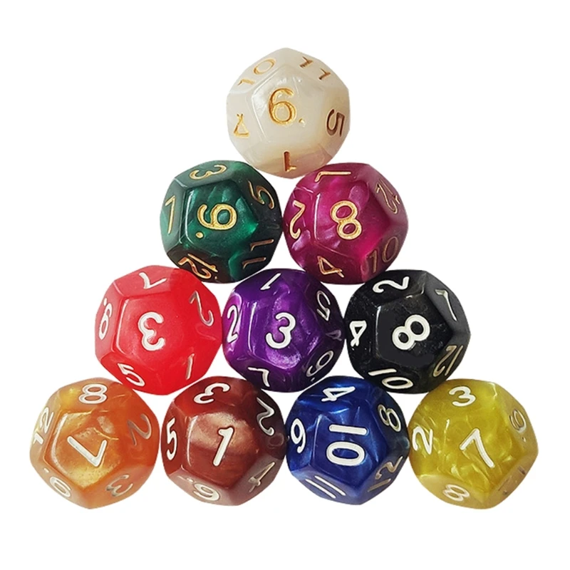 

M89D 10Pcs/Set 12 Sided Number Wood Dice Party Family DIY Games Printing Engraving Kid Educational Polyhedral Toys Accessary