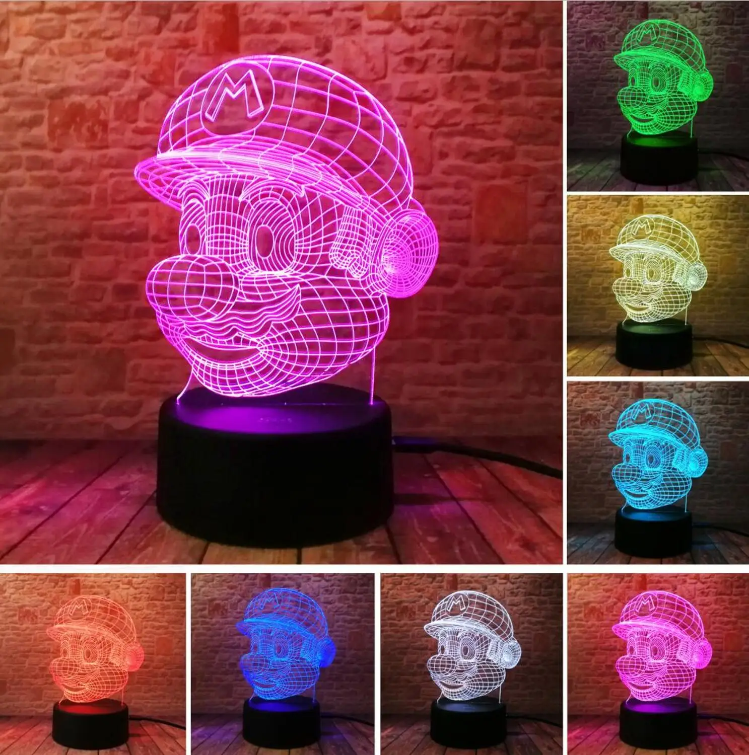 Style 8 11 вариантов 3D светодиодный Марио Моделирование Супер Марио Bros Yoshi лампа 7 цветов изменить ночные огни Мальчики Рождество фестиваль День рождения игрушки подарок - Испускаемый цвет: Style 8