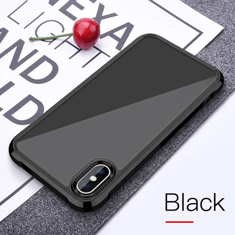 Black Задняя крышка с защитой от мягкого края для чехол на айфон 11.Прозрачная капля чехол на айфон 7 Для iPhone X XR XS MAX чехол на айфон 8 - Цвет: Black
