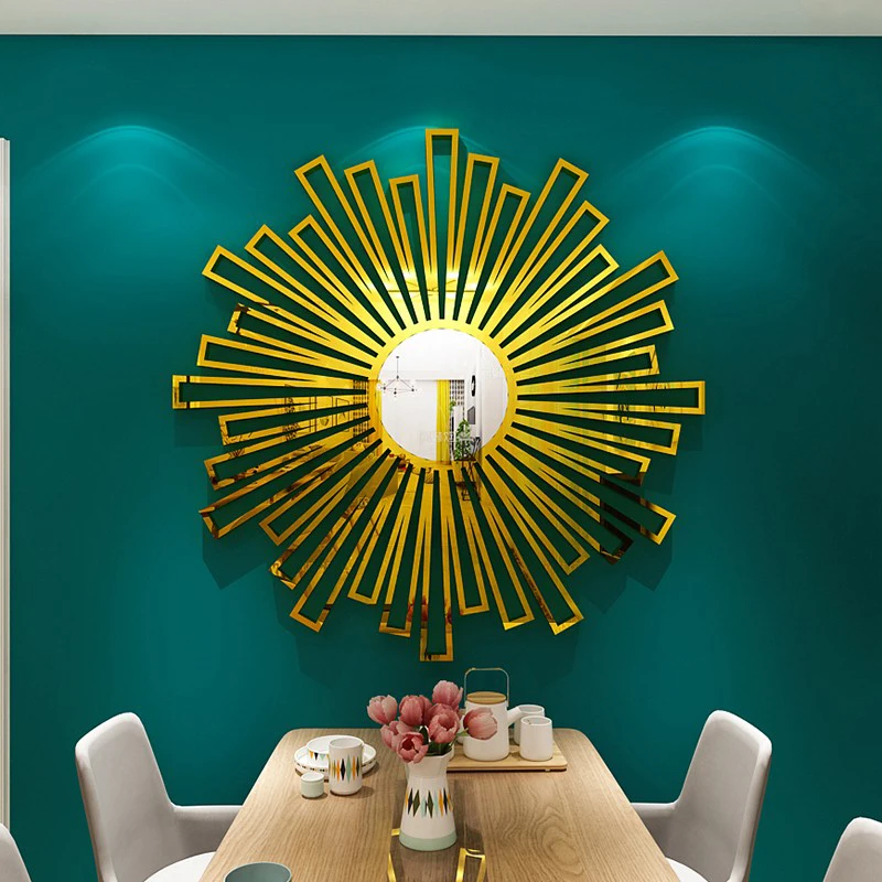 

Sun Flower 3D Mirror Wall Stickers Living room Acrylic Goldern Sunlight DIY Stickers Bedroom Home decoration Mild Luxury