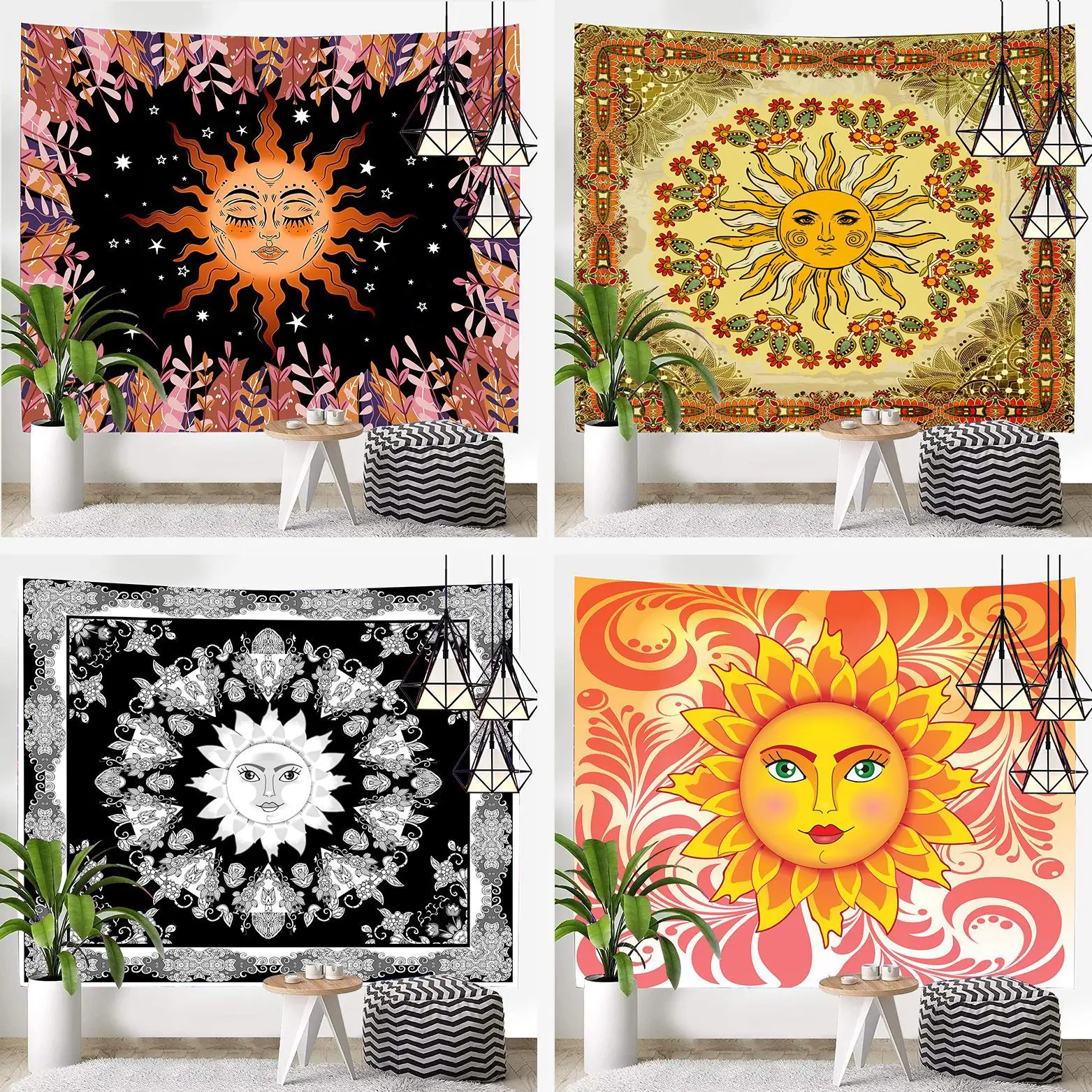 Гобелен с принтом солнца и Бога для йоги настенный гобелен тканевый подвесной