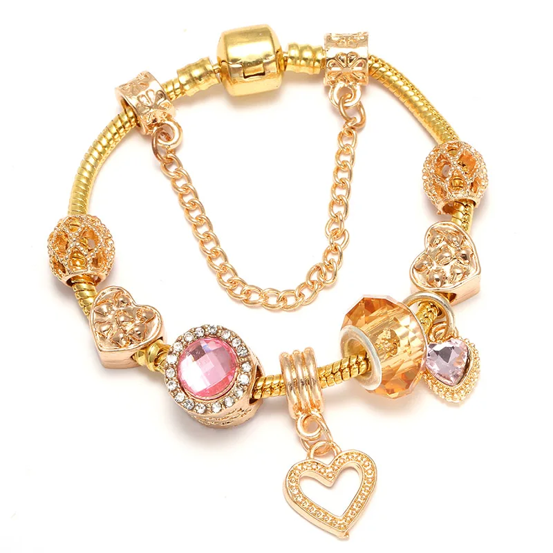 Дропшиппинг дропшиппинг хрустальные бусины в форме сердца Шарм браслет для