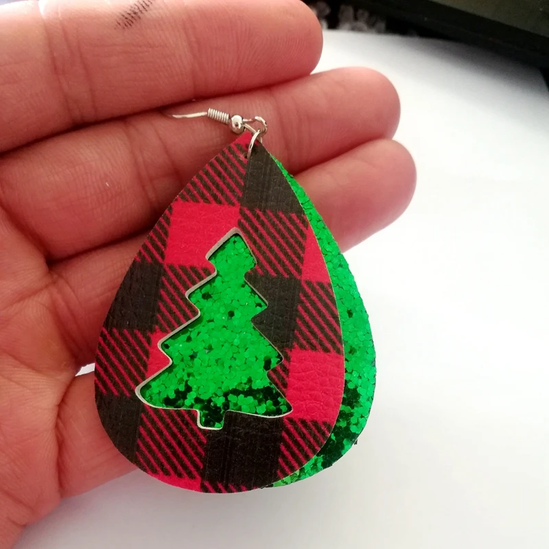 Зеленая Рождественская елка блестящие Двухсторонние серьги из искусственной