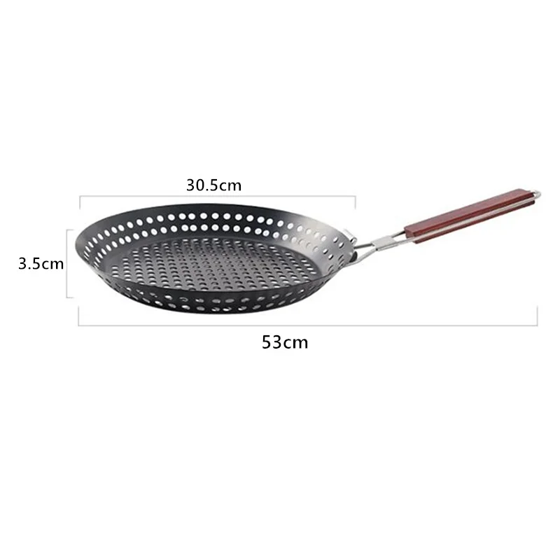 

Outdoor Camping Foldable Round Frying Pan Picnic BBQ Heat Resistant Steak Grilled Skillet