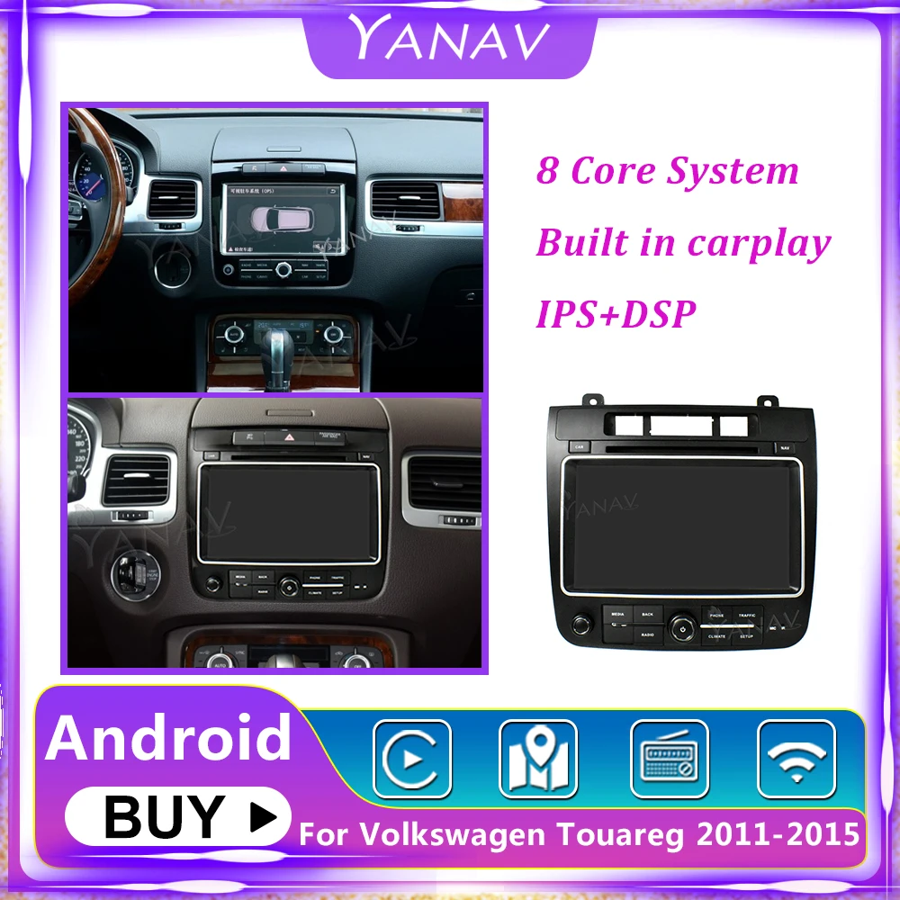저렴한 안드로이드 오디오 폭스 바겐 Touareg 높은 버전 2011-2015 3 구멍 멀티미디어 플레이어 GPS 네비게이션 DVD 무선 수신기