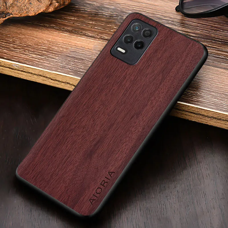 case for OPPO Realme 8 Pro V13 Narzo 30 4G 5G coque new simple design lightweight durable wooden pattern PU leather cover