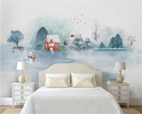 beibehang custom wallpaper watercolor hand painted landscape forest childrens room background living room mural 3d wallpaper