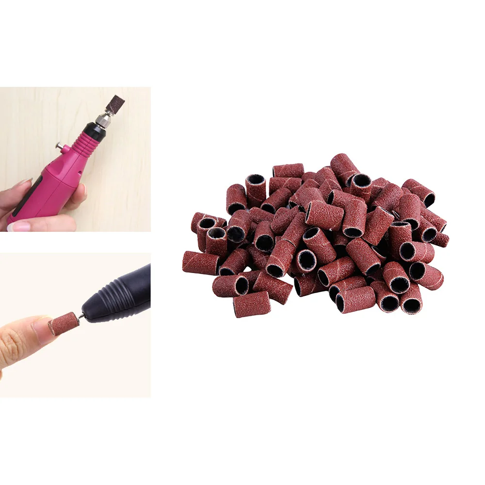 100pcs жидкость для шлифования шапки шлифовальный группа дрель маникюр насадки