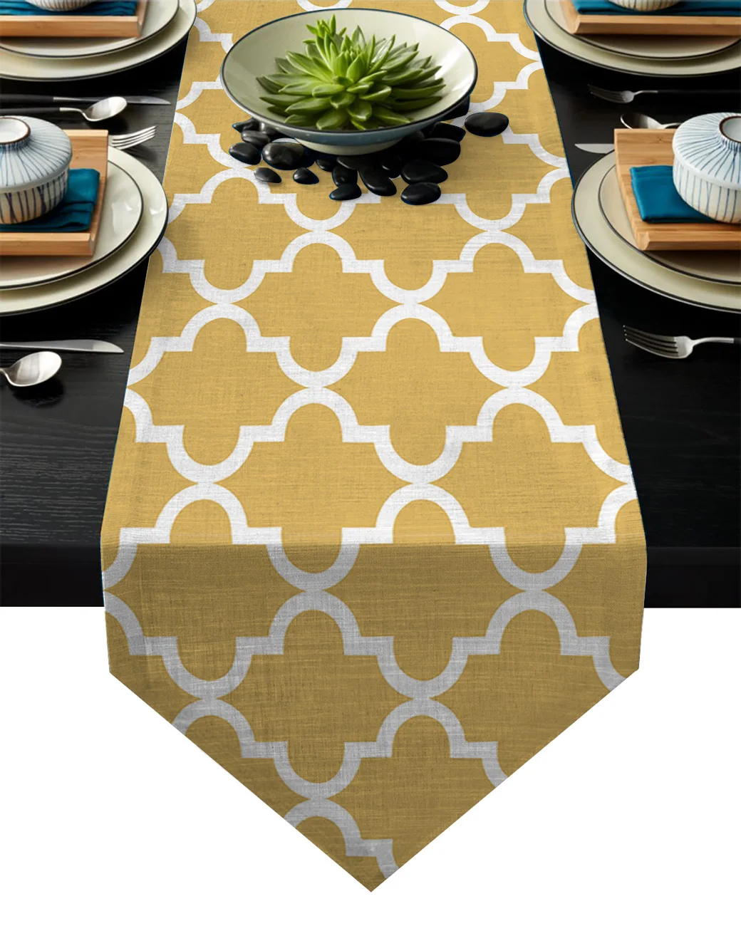 Геометрическая решетчатая призматическая желтая настольная Дорожка в