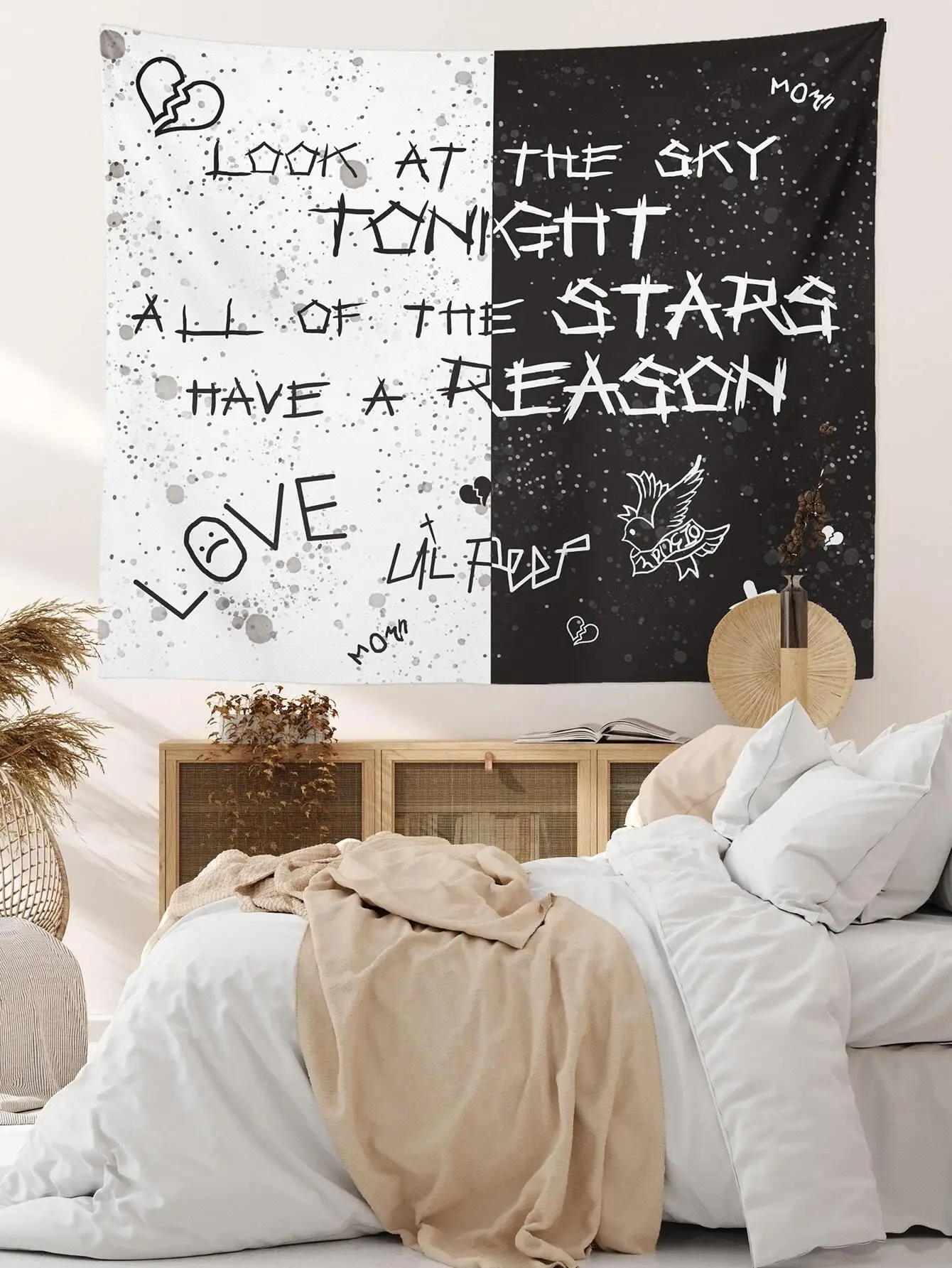 

Скандинавский гобелен с черными и белыми буквами, настенный гобелен для гостиной, домашний декор, хиппи настенный гобелен, ковер, тонкое оде...